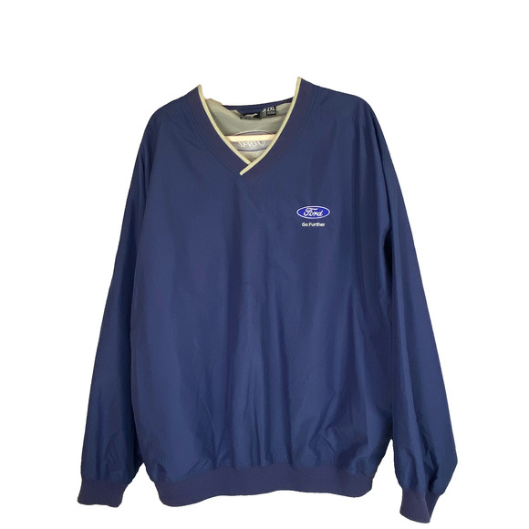 Ford Other - Ford Windbreaker Pullover Jacket Sz 2X V-Neck Mesh-Lined Golf Blue Go Further
